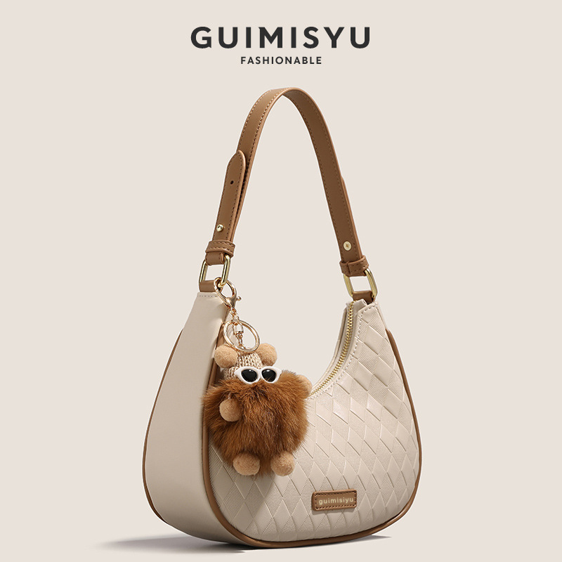Internet popularidad explosiva 2024 nuevo bolso de media luna original bolso de brazo de nicho de mujer bolso de palo universal bolso de hombro