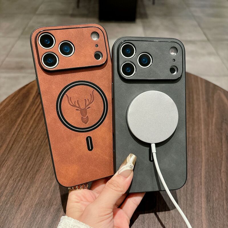 iPhone17Promax 鹿頭磁気 15 携帯電話ケース Apple 16pro ラムスキン保護カバークロスボーダー|undefined