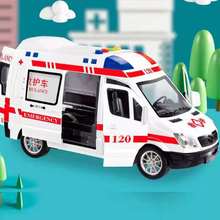 慣性燈光音樂會講故事的仿真救護車玩具趣味早教兒童救護車模型