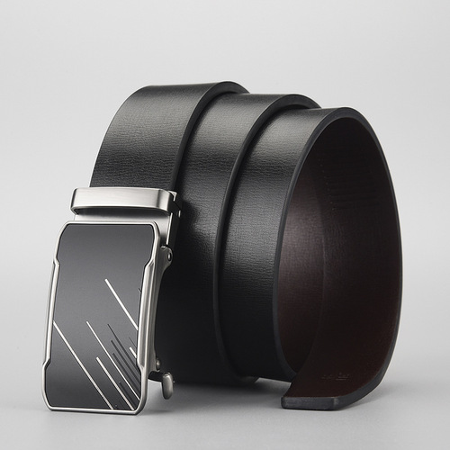 Wholesale New European and American High-end Business and Foreign Trade Men's Genuine Leather Belt with Smooth Automatic Buckle