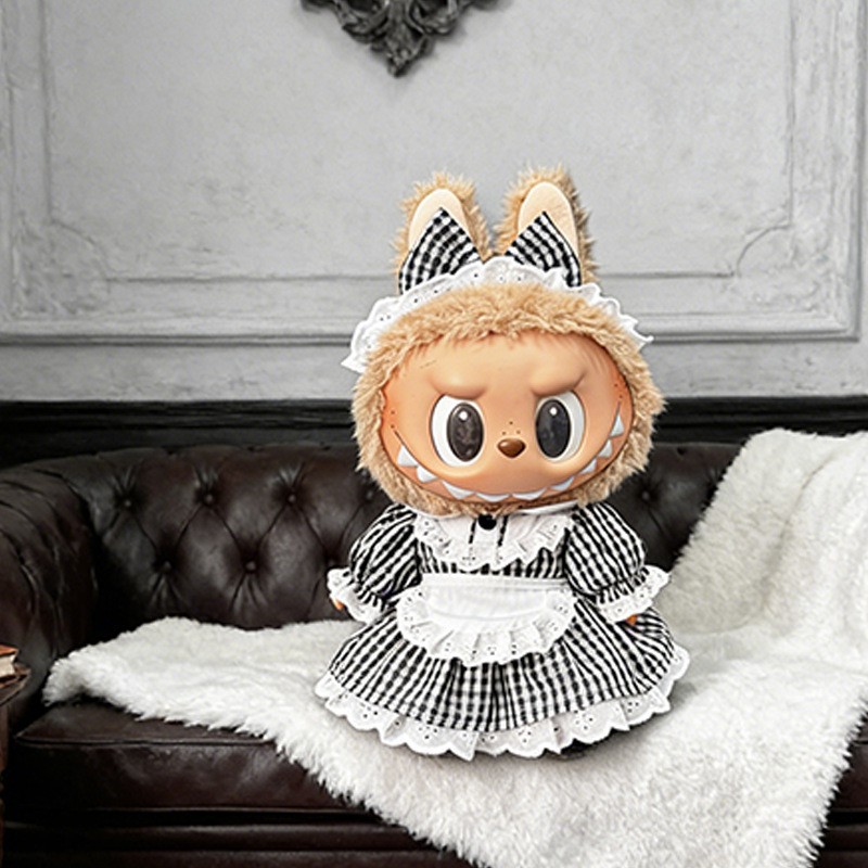 Ropa de muñeca de peluche de vinilo Labubu de 38cm para ropa de muñeca La Bu Time to Chill