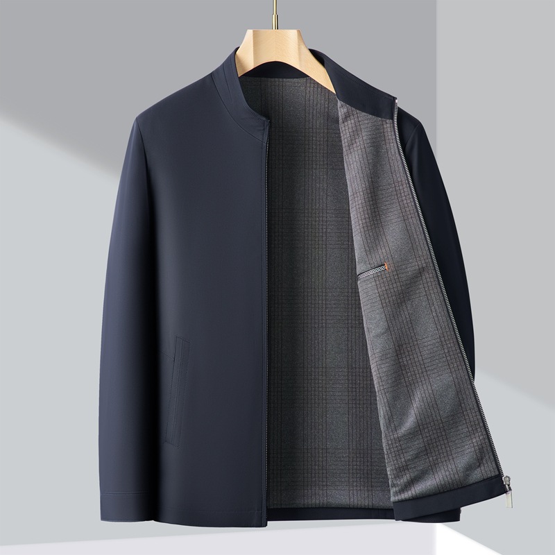 2025 Men's Jacket for Spring and Autumn, Stand Collar, Thin Style, Loose Fit, Large Size, Casual, Suitable for Middle-Aged and Older Men, Early Summer Thin Jacket