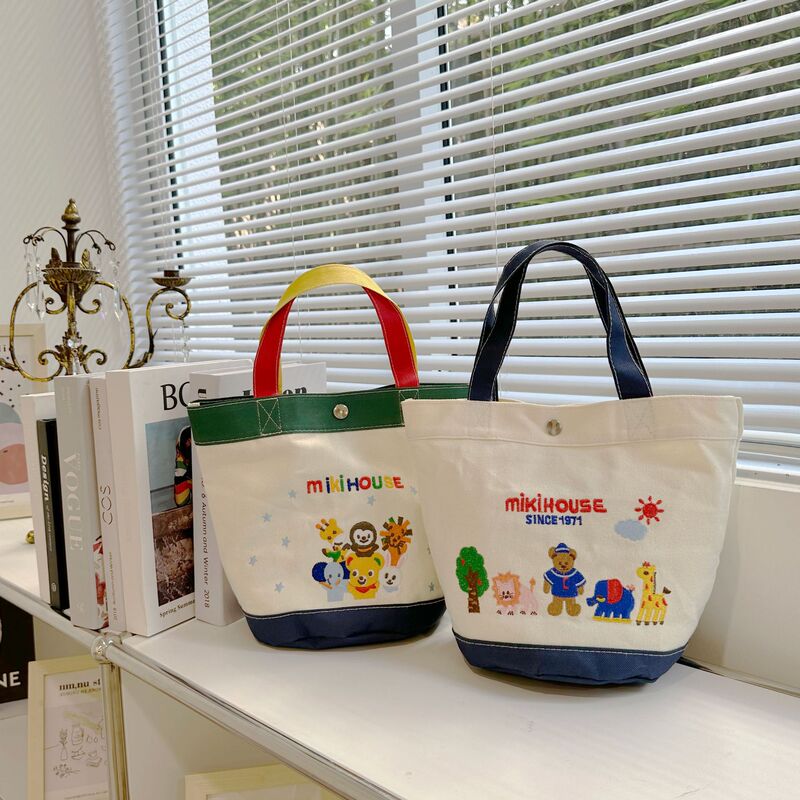 2025 New Miki Style Cartoon Bag Baby Bag Canvas Satchel Lightweight Compact Large Capacity Mother and Baby Bag for Outings