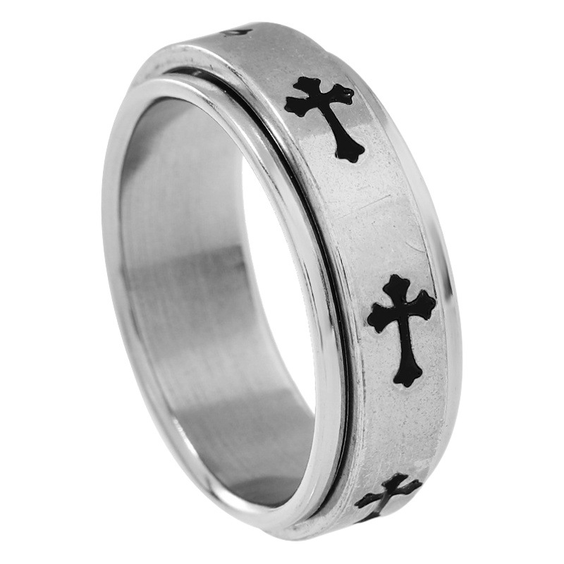 Cross-border supply titanium steel ring men's fashion Joker cross ring ring stainless steel jewelry jewelry wholesale