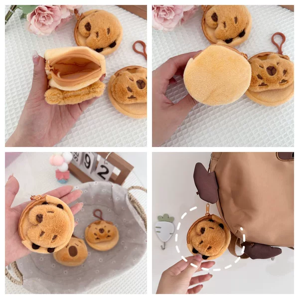 Little Red Book Kapibara Headphone Coin Purse Cute Cartoon Plush Coin Coin Purse Women's Storage Key Bag