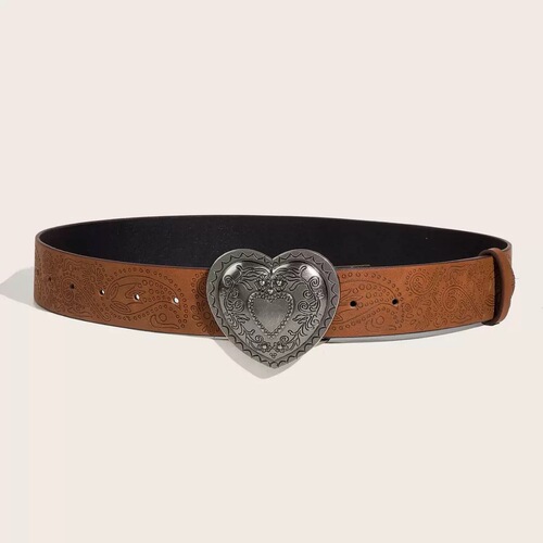 European and American style spicy girl daily brown texture niche needle buckle belt special printed pattern batch belt universal for men and women 