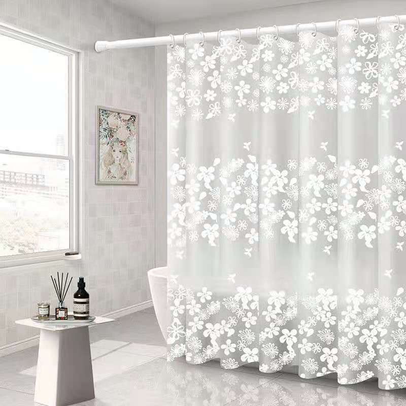 Factory spot supply bathroom shower curtain partition curtain door curtain printing shower curtain PEVA mildew-proof waterproof punch-free installation
