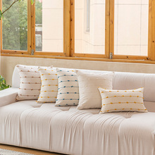现代简约抱枕棉布细条剪花枕套家用床头卧室沙发客厅可拆卸抱枕套