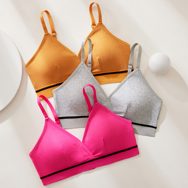 Transfronterizos de viento hilo algodón ropa interior deportiva suave piel de mujer bra interior de verano delgado bra de mujer