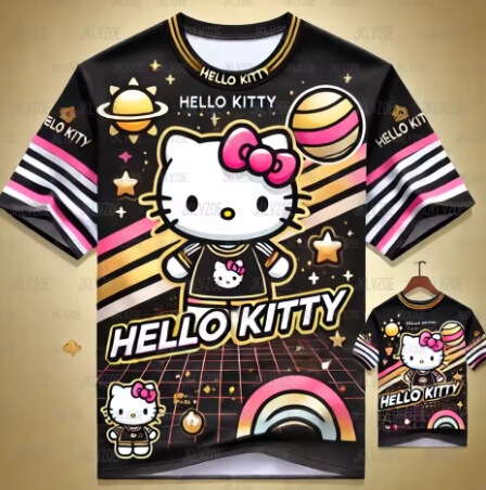 New Sanrio T-Shirt 3D Print Hello Kitty Round Neck T-Shirt Summer Sports Casual Short Sleeve Top New Sanrio T-Shirt 3D Print Hello Kitty Round Neck T-Shirt Summer Sports Casual Short Sleeve Top