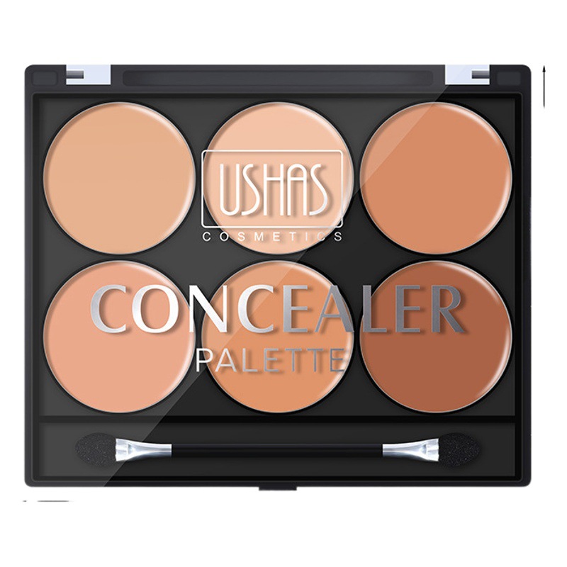 USHAS Cross-border maquillaje corrector de 6 colores paleta base impermeable ilumina el tono de la piel para una retención duradera