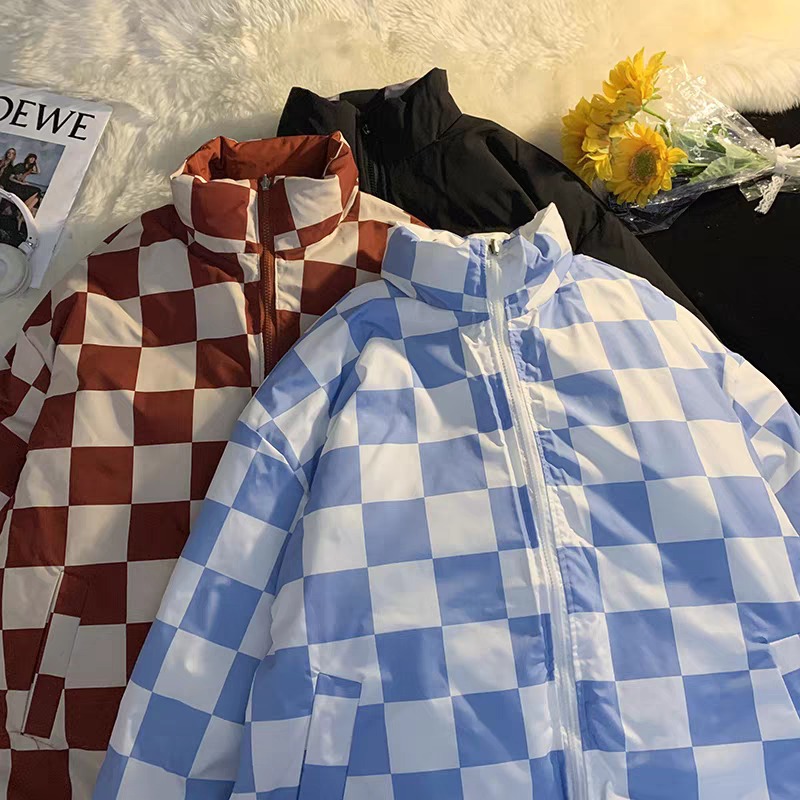 宝宝童装男童短款面包羽绒服冬季米奇唐老鸭儿童立领棋盘格