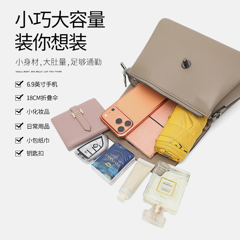 Casual Genuine Leather Shoulder Bag For Women 2026 New Arrival Versatile Large Capacity Crossbody Bag Crocodile Embossed Cowhide Handbag Small - Thumbnail 2