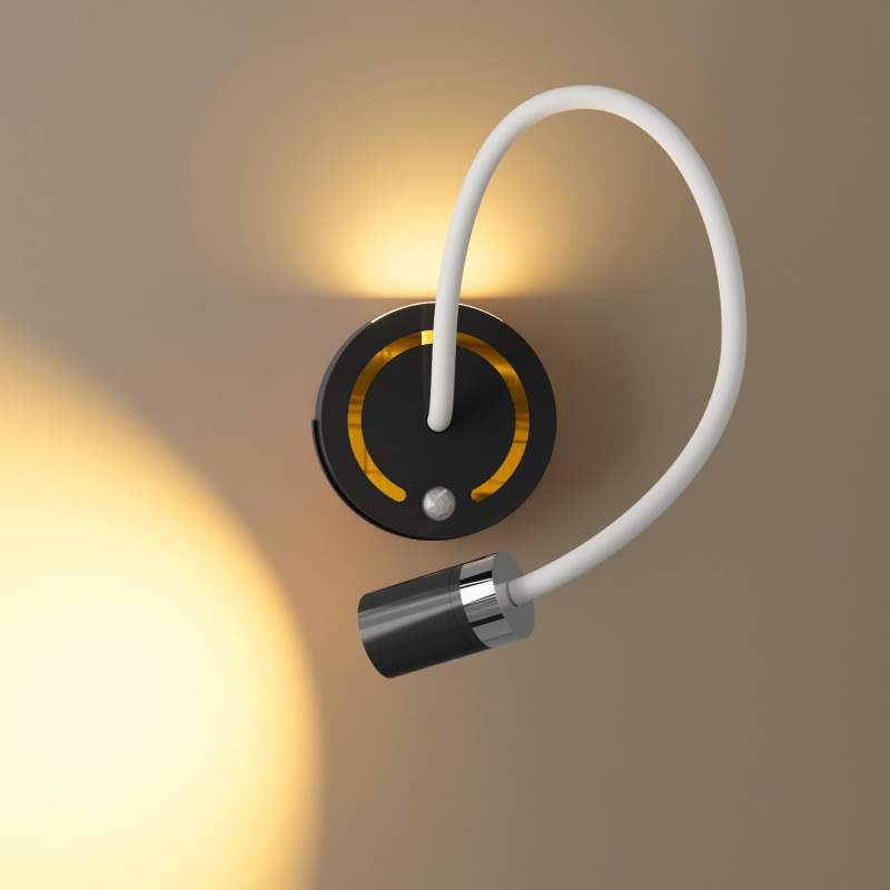 Cross-Border Popular Led Wiring-Free Charging Bedside Wall Lamp Bedroom Human Body Sensing Creative Atmosphere Night Light