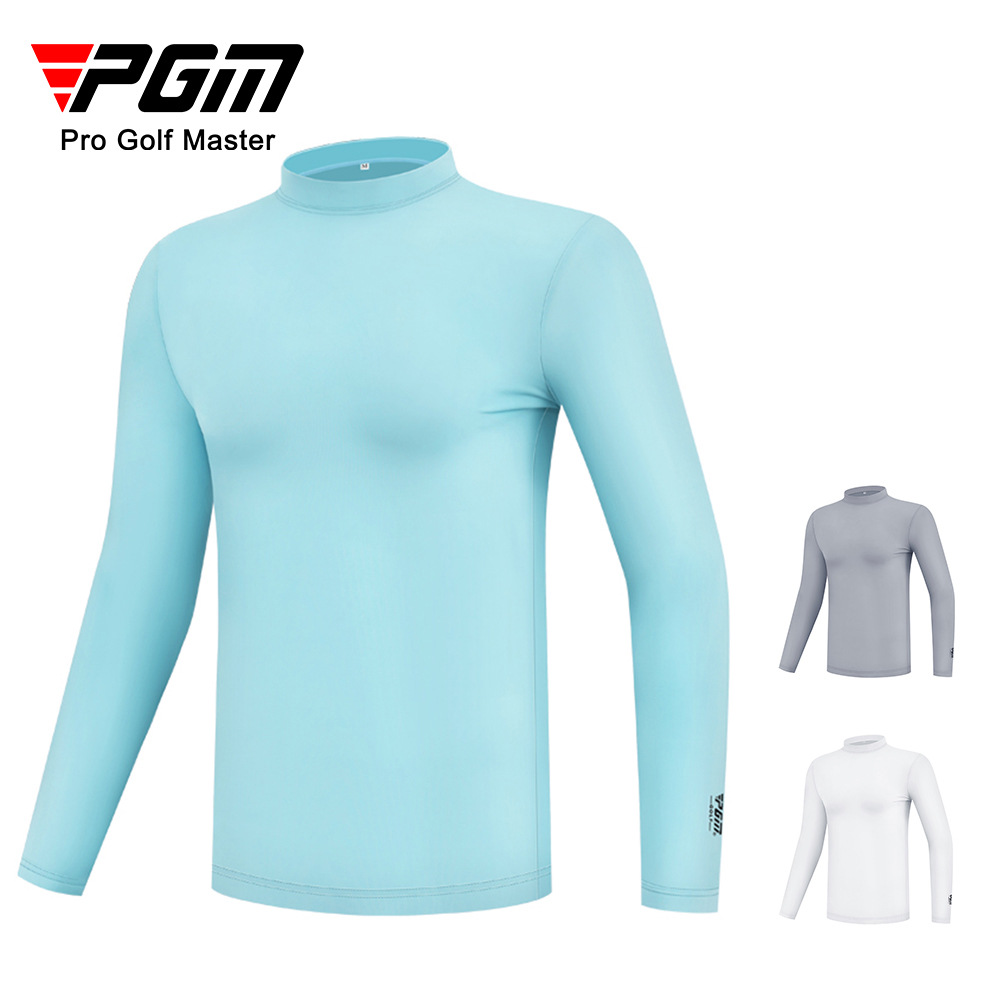 Áo thun golf dài tay nam mùa hè chất liệu lụa đá thoáng khí — YF202 màu xanh