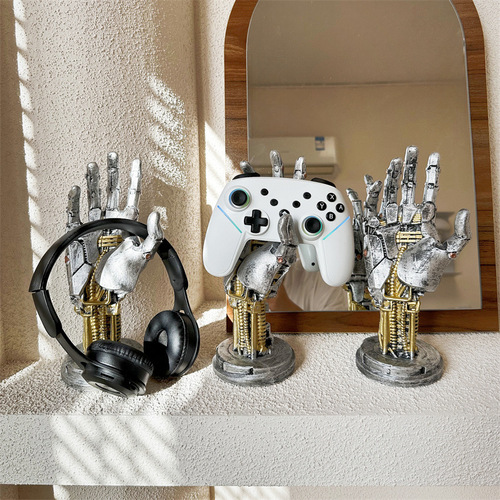 Cyberpunk Mechanical Hand Ornament Arthus Game Controller Stand Ring Bracelet Desk Hook Hanging Bracket Photography Prop