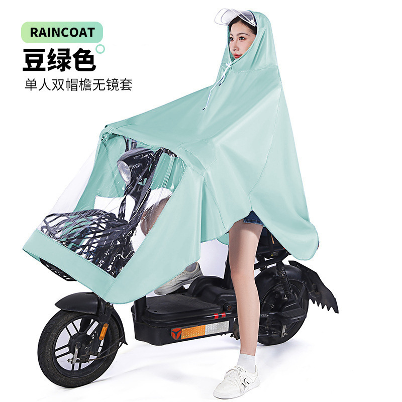 Electric Vehicle Raincoat Full Body Rainproof Thickened and Enlarged Double Long Battery Motorcycle Riding Poncho Wholesale