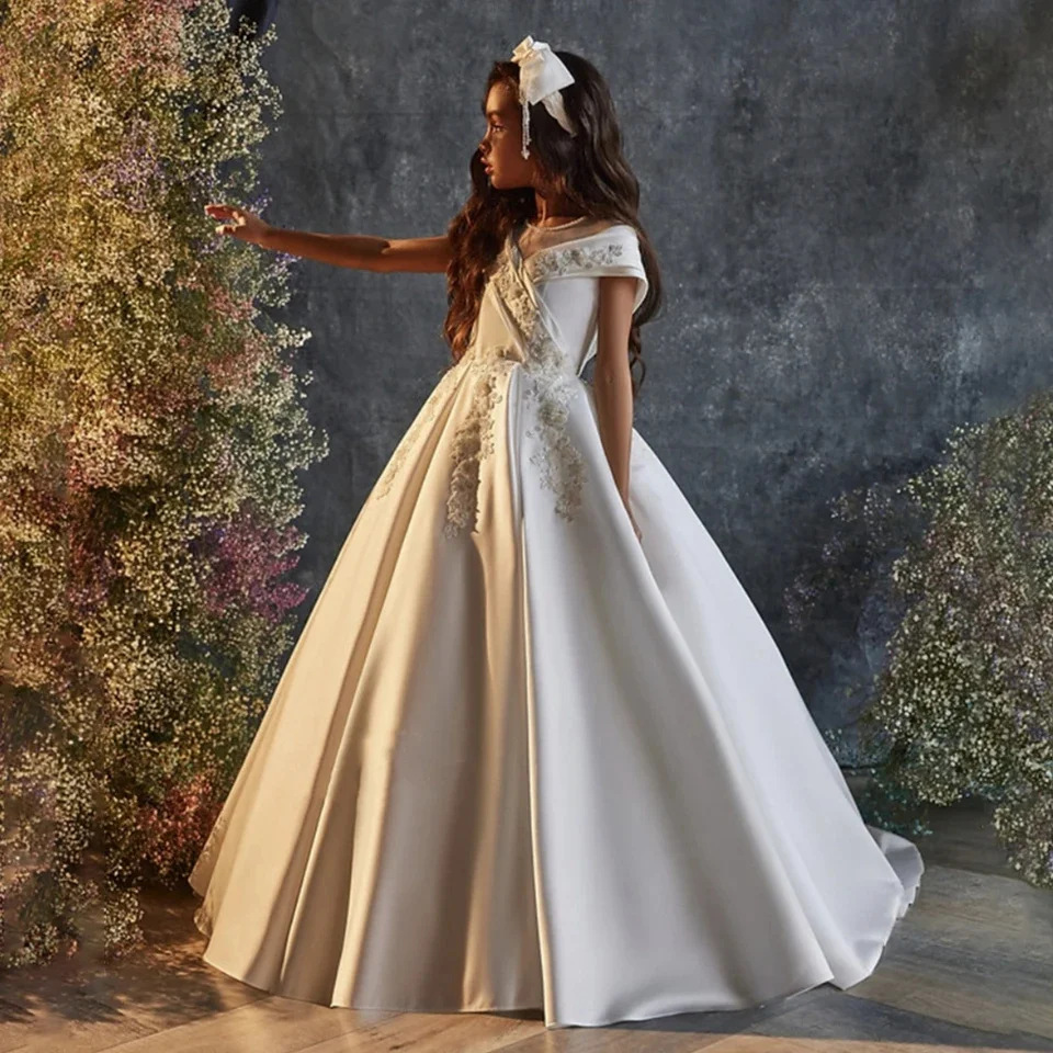 Mother & Kids Girls Satin Wedding Dresses Birthday Emcees Bridesmaid Dresses Piano Performance Tutu Princess Clothes 【Pre-sale | Ships In 15 Days】_voghion.com