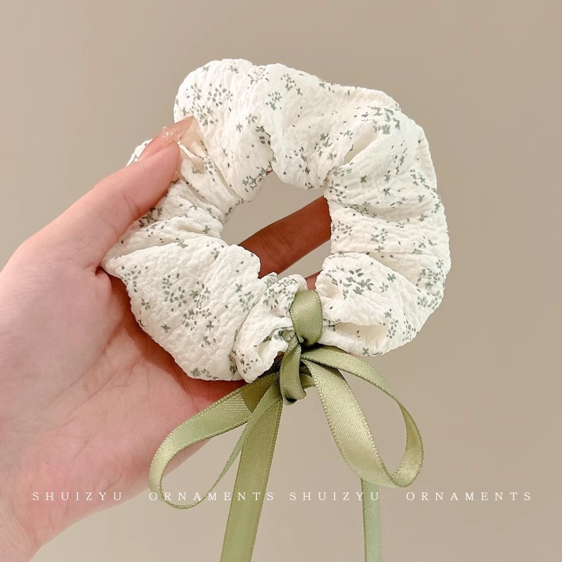 Corbata de pelo de intestino de lunares de crema grande coreana, gomas de goma de cola de caballo suaves para mujer, accesorios para el cabello de bola, accesorios para el cabello, cuerda para la cabeza