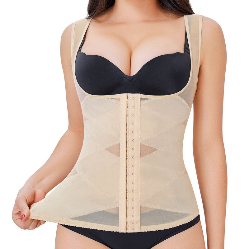 Cross-Border Hot-Selling Women's Body Shaping Tops, Breast Support and Abdominal Control Vests, Body Shaping Garments, Buttoned Control Abdominal Body Shaping Garments