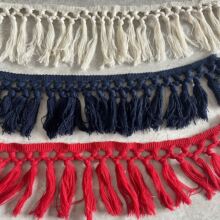 10厘米宽双排手工打结重工毛线棉线流苏排须舞裙内衣服装辅料花边