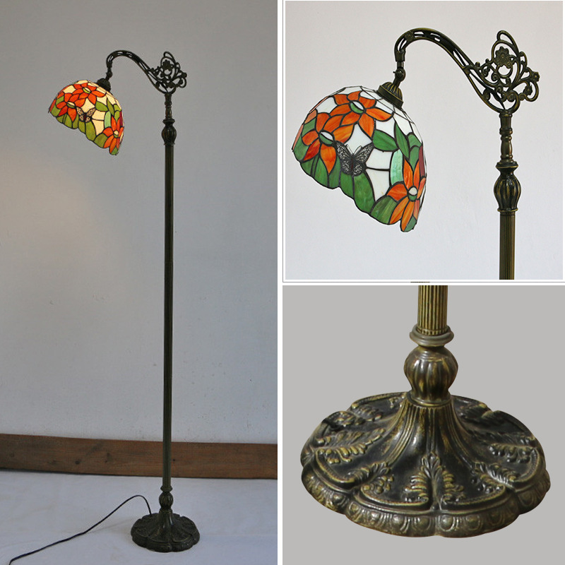 European Tiffany colored glass craft lamp wholesale retro floor lamp living room bedroom lamp creative floor lamp