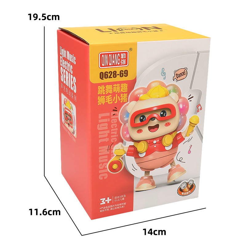 El mismo bailado eléctrico lindo cerdo música luces oscilantes dibujos animados pelo de león cerdo juguetes para niños al por mayor