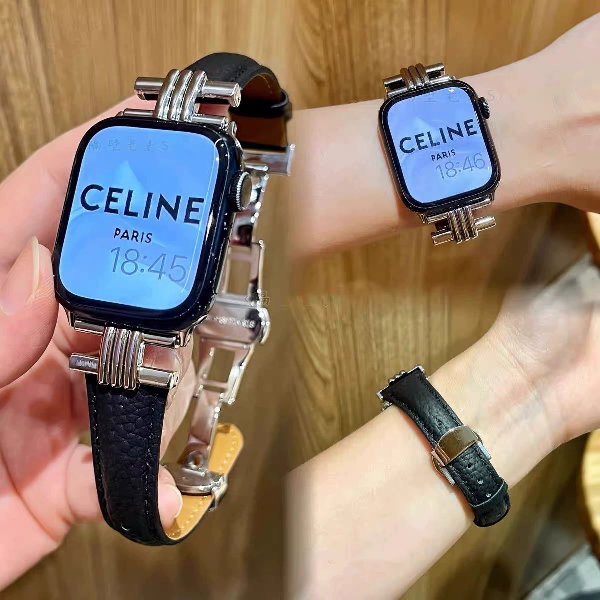 Совместимо с новым Apple Watch Series 9, ремешок Apple S10, часы iWatch9 новый тип магнитной пряжки S8 кожа S7