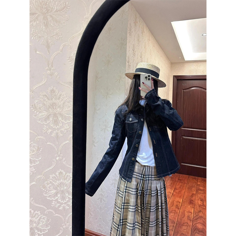 美式复古水洗牛仔外套女春秋2025新款百搭休闲宽松夹克短款牛仔衣|undefined