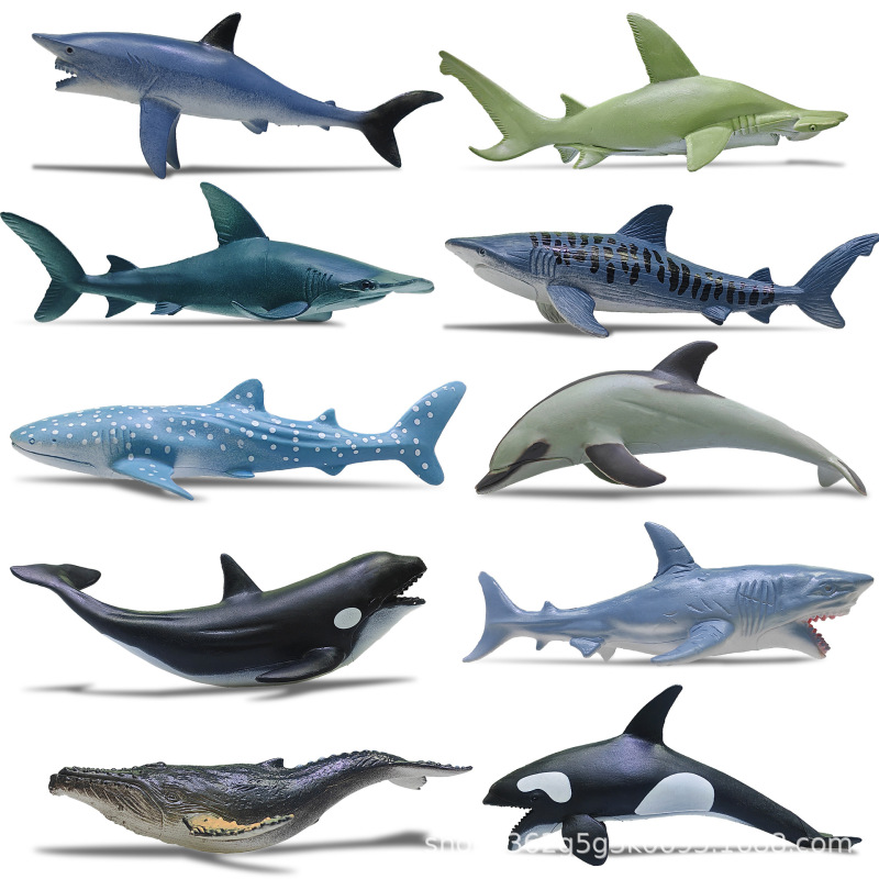 Children's solid simulation marine life model great white shark shark megalodon whale shark tiger shark wholesale toy ornaments
