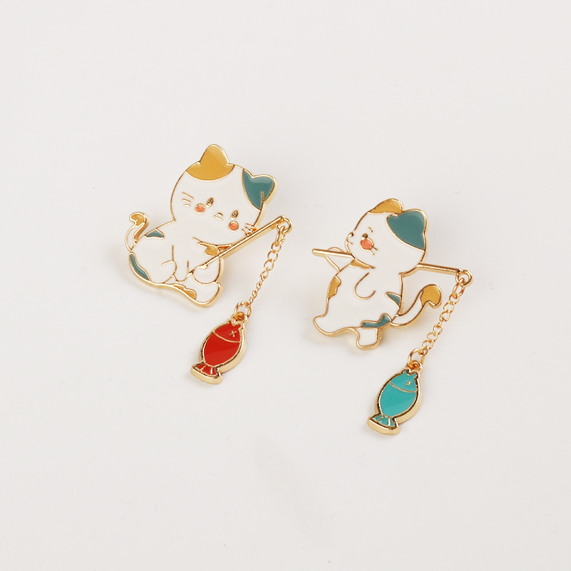 Simple Style Cat Alloy Enamel Couple Brooches display picture 1