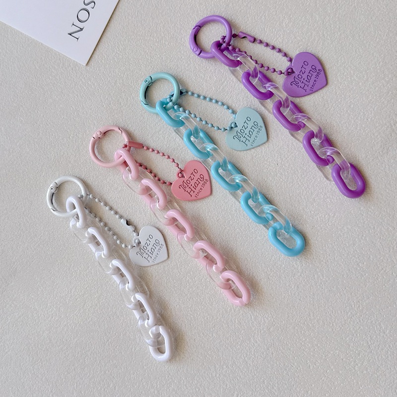 Colorful Chain Heart-Shaped Girl Pendant Decoration DIY Hanging Ornament for Bags and Phone Cases Creative Handmade