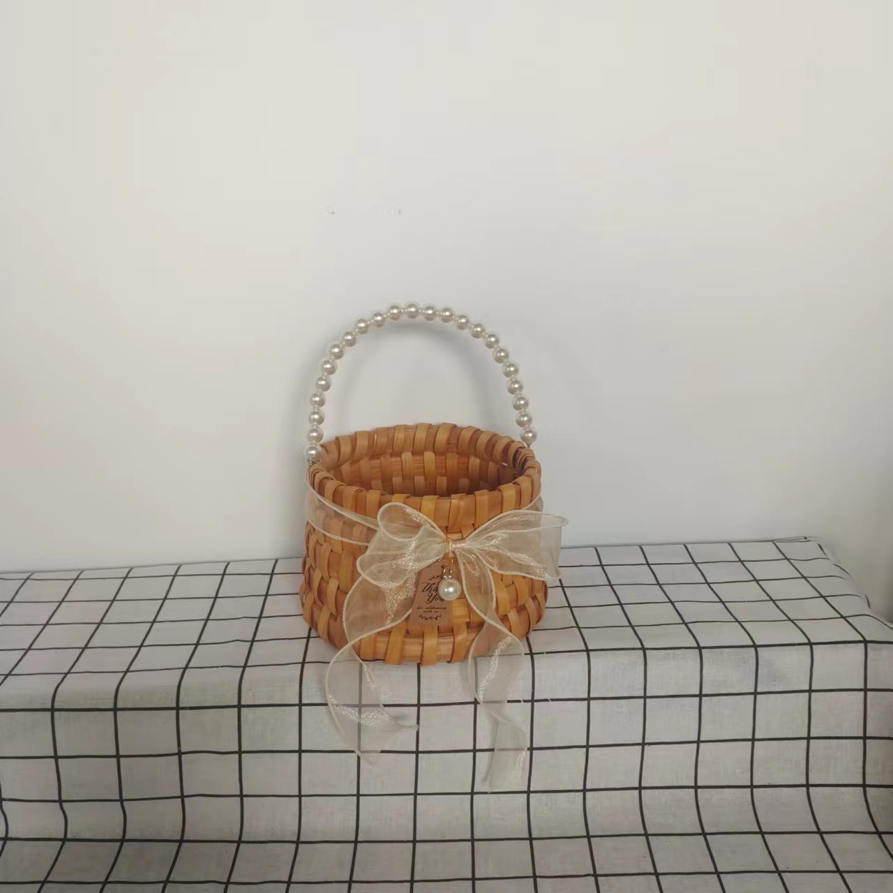 1492g Weight Storage Basket Storage & Cleaning 1 Piece Quantity Home Occasion Wood Material Valentine'S Day Festival Bow Knot Pattern Pastoral Style Pastoral Bow Knot Wood Storage Basket 8