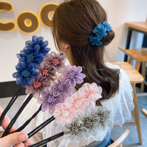 Ball head hair iron spring and summer new mesh three-flower meat ball hair iron flower simple versatile plate