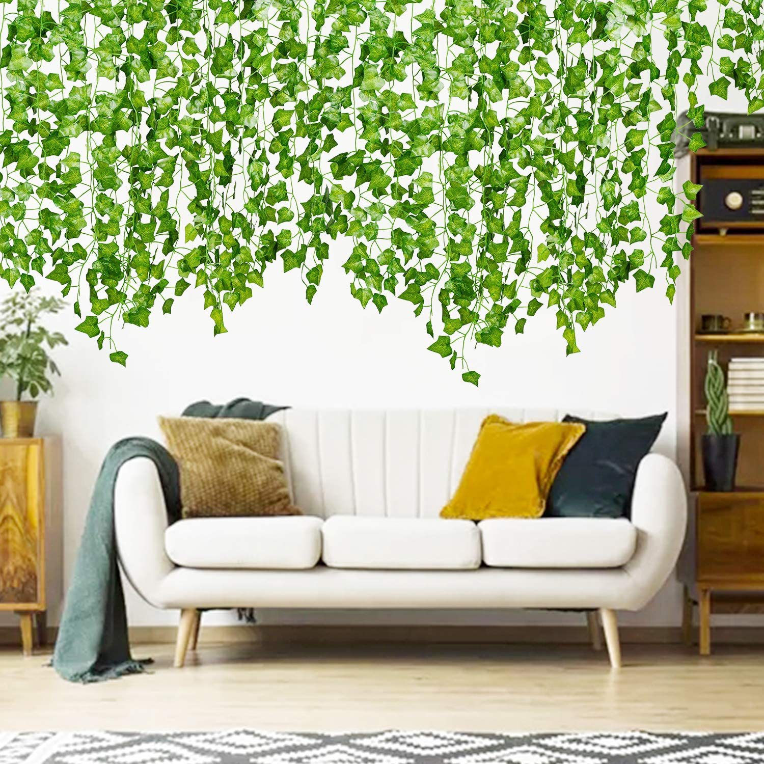 Amazon Transfronteriza Popular de ratán artificial de la Ivy hojas falsas de plástico flor planta colgante decoración al por mayor