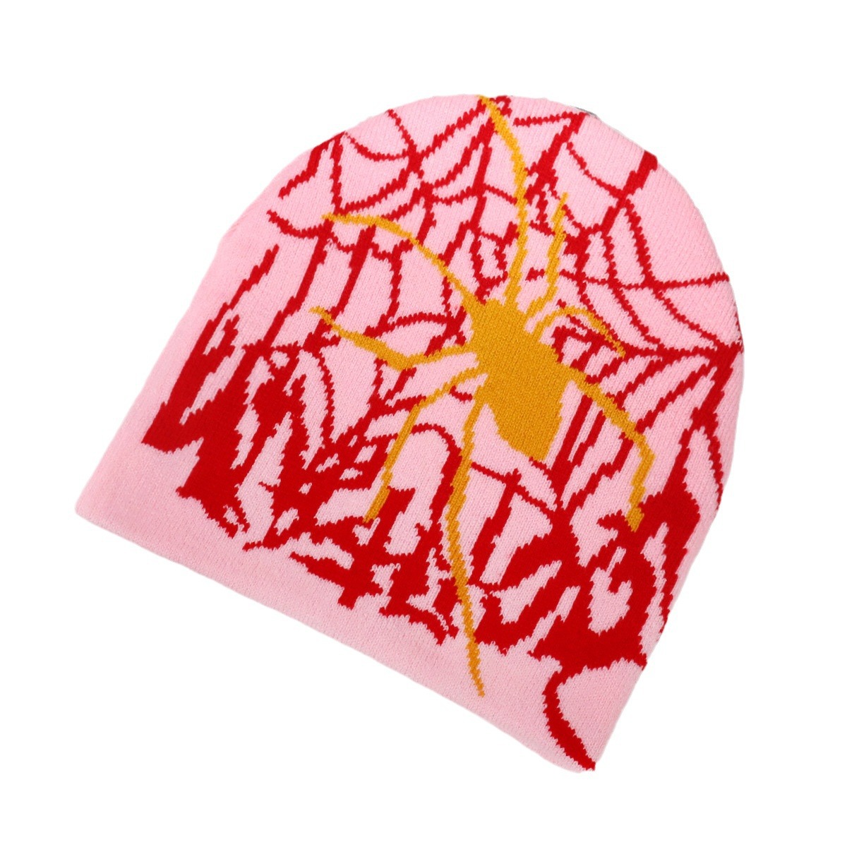 Cappello lavorato a maglia con motivo a ragnatela di Halloween, tendenza moda personalità per uomini e donne_voghion.com