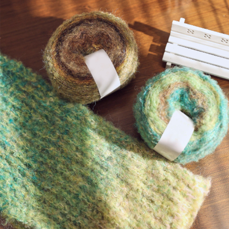 Wool Loop Yarn Gradient Oil Painting Mohair Retro Hand-Knitted Sweater Thread Medium Thick Wool Loop Yarn