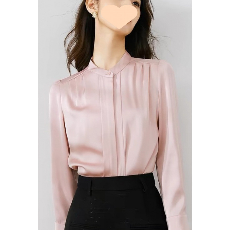 Spring fashionable solid color silk long-sleeve