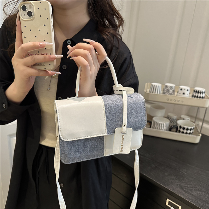 Trendy Commuter Small Square Bag, Cross-Border Hot-Selling Fashion Patchwork Texture Handbag, Single Shoulder Crossbody Bag for Women
