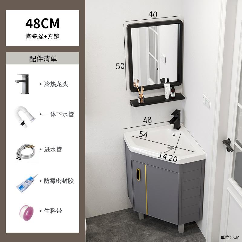 gabinete de baño de aluminio espacial tipo piso combinado tipo pequeño baño lavabo de triángulo lavabo esquina lavabo