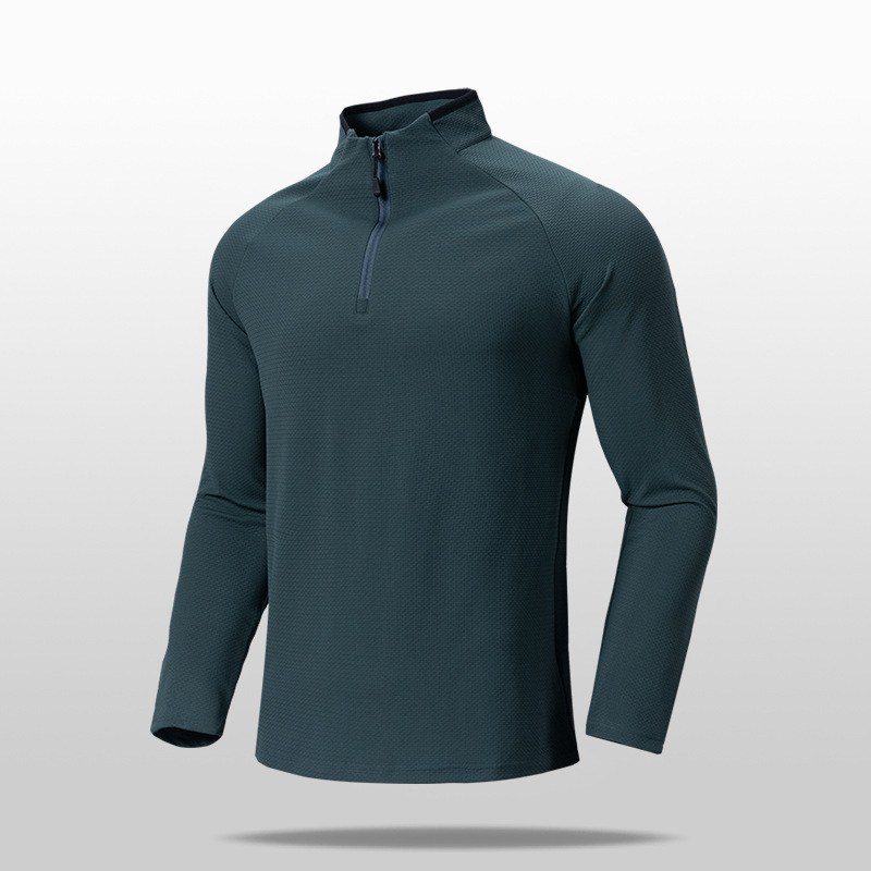 Men's Stand Collar Half-Zip Sports Sweatshirt, Spring and Autumn Outdoor Quick-Dry Warm Long-Sleeve Solid Color Casual Top