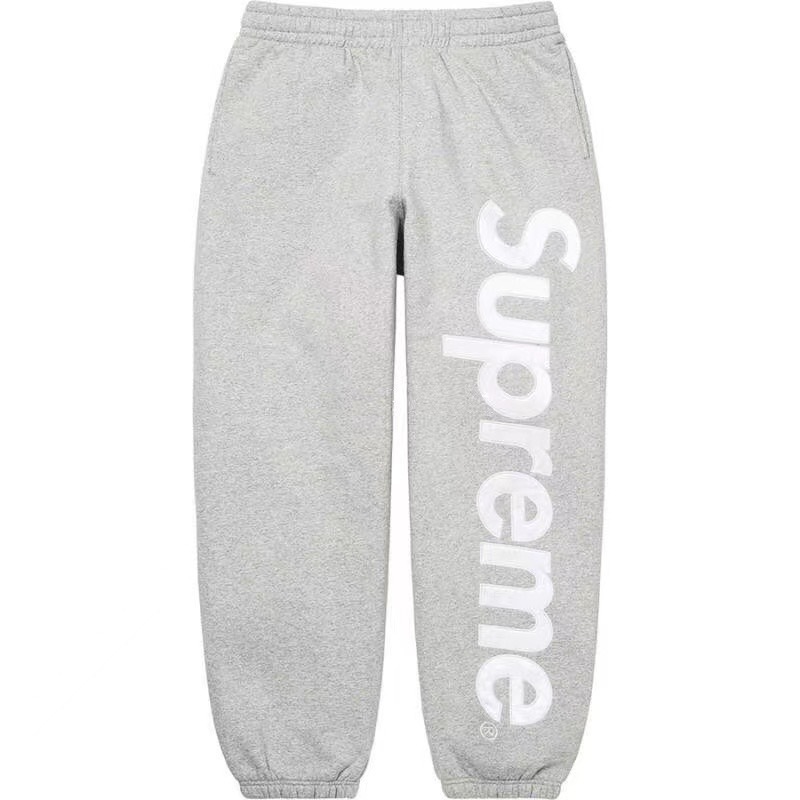SUPREME SWEAT PANTS, callejera, callejera para hombres, pantalones sueltos de terciopelo, pantalones deportivos casuales.