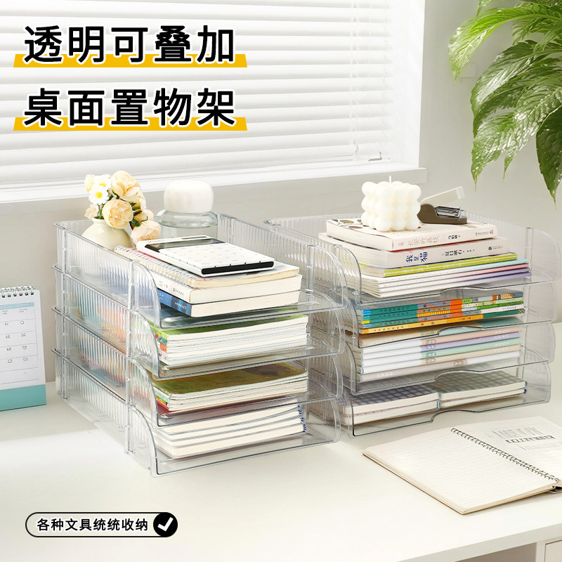 多功能加高款桌面置物架透明可叠加收纳盒洗漱台护肤品透明收纳架|undefined
