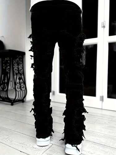 Cross-border European and American Amazon independent website Y2K-style spring/autumn fashion fringed stretch straight-leg pants for teenage boys