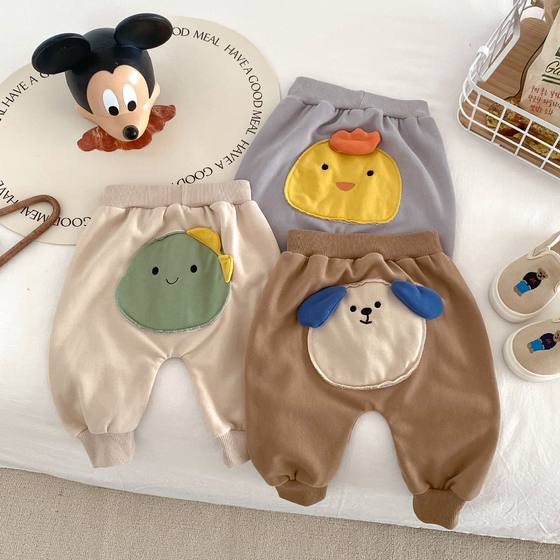 Baby super cute big pp pants 0-2 years old spring South Korea children's clothing baby cartoon casual pants children's pants trendy AK272