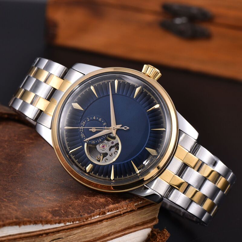 Foreign Trade Best-Selling High-Quality Domestic Mechanical Movement with Transparent Bottom and Calendar Men's Steel Band Watch