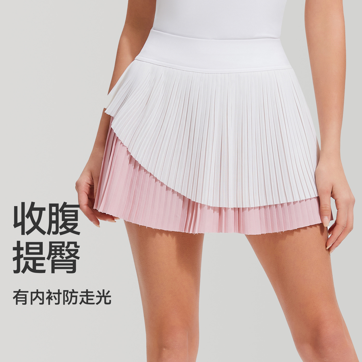 Procesamiento de faldas deportivas transfronterizas personalizadas, faldas delgadas de cintura alta para mujer, faldas plisadas de yoga de tenis antideslumbrantes