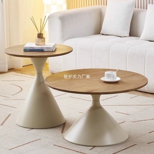 Nordic Cream Style Round Coffee Table for Designers Small Apartment Modern Solid Wood B&B Simple Small Apartment Coffee Table