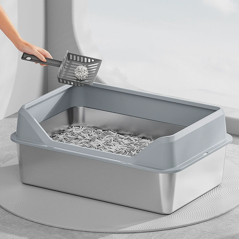 Нержавеющая сталь Открытый негабаритный брызг кошачий песок таз для кошек