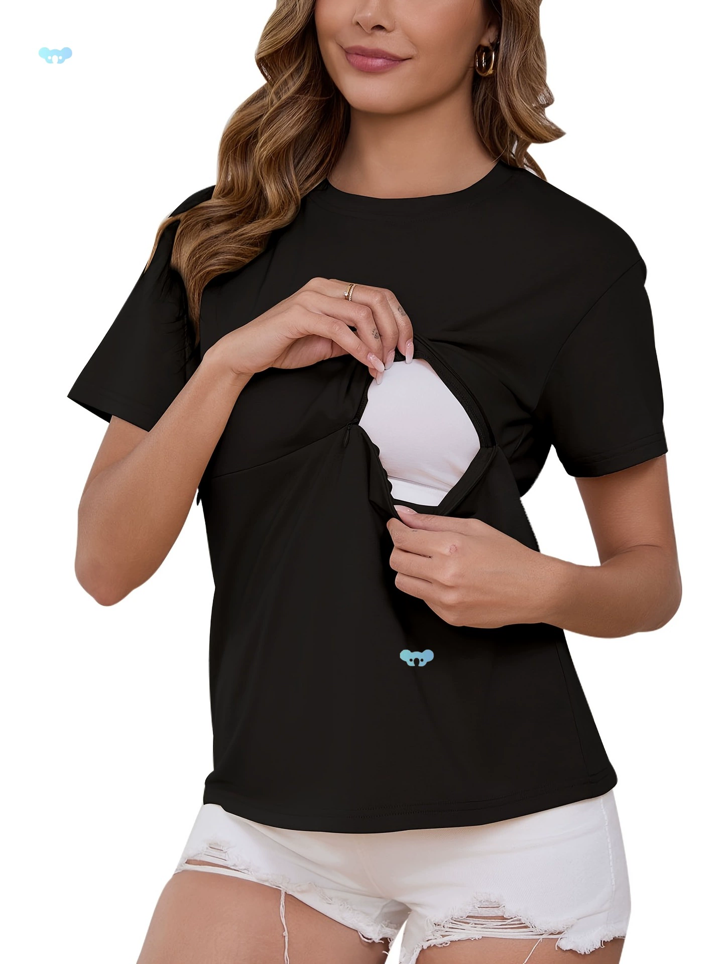 Женские топы для кормления на молнии с короткими рукавами, трансграничная дропшиппинг